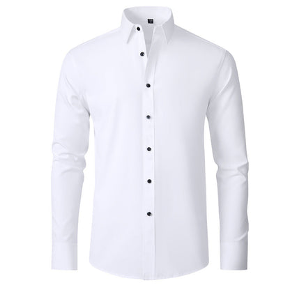 Men's Elastic Dress Shirts, Slim Fit Long Sleeves Shirt