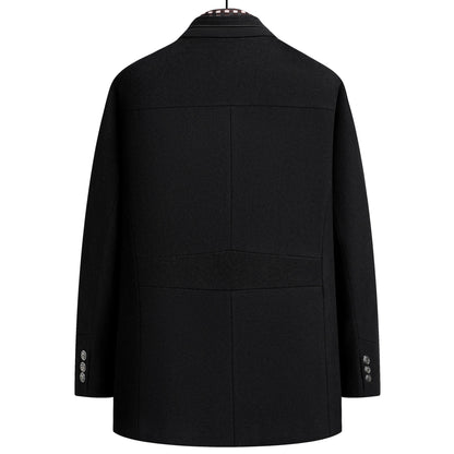 Men's Classic Thick Wool Blend Coat With Detachable Scarf