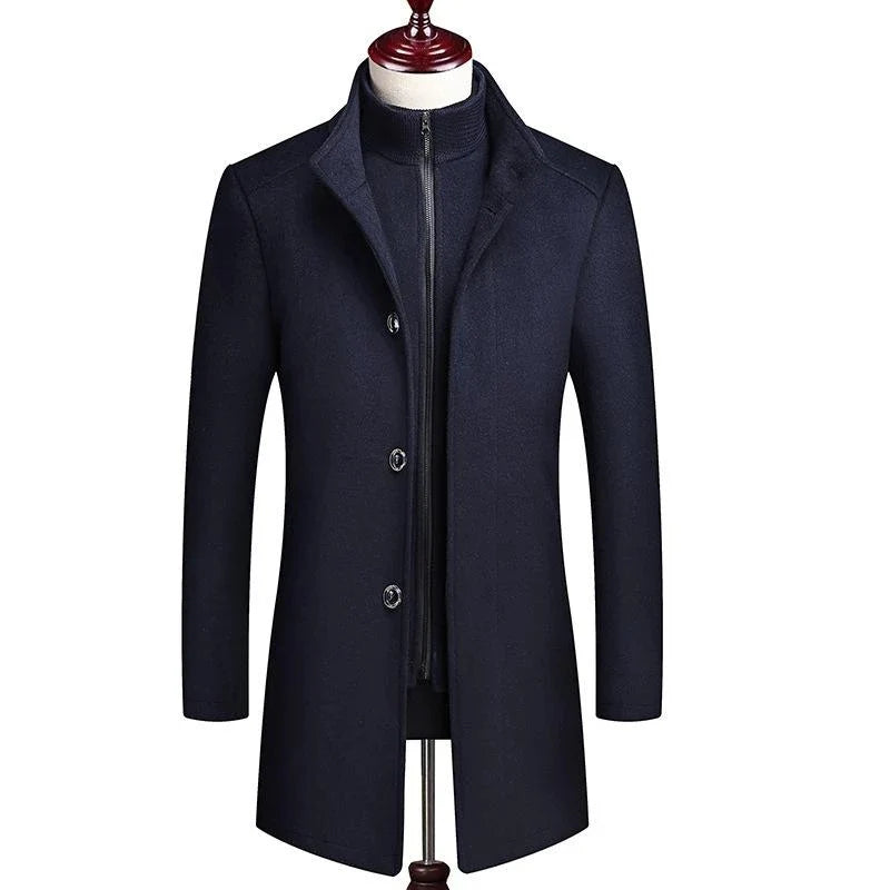 Premium Men's Thick British Double-Layer Wool Coat