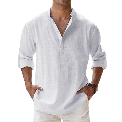 Men's Casual 100% Cotton Long-Sleeve Shirt