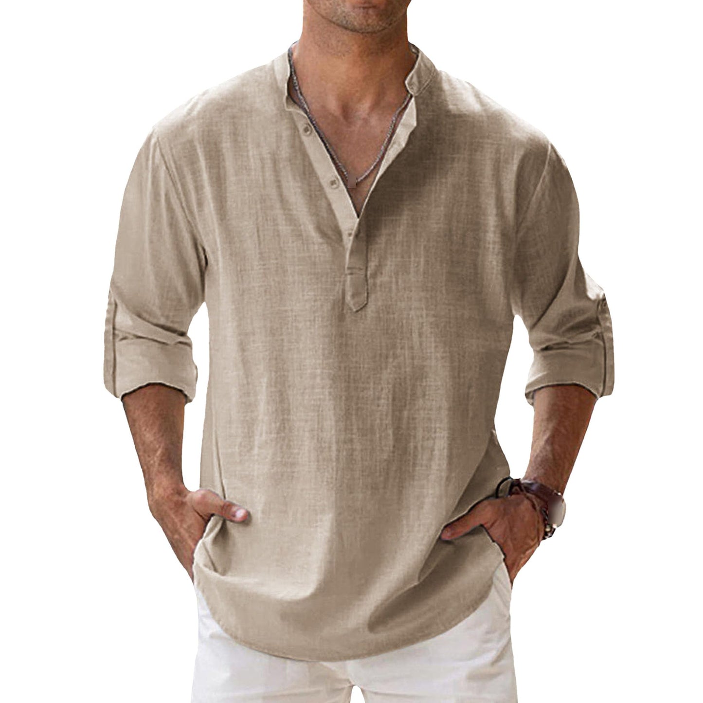 Men's Casual 100% Cotton Long-Sleeve Shirt