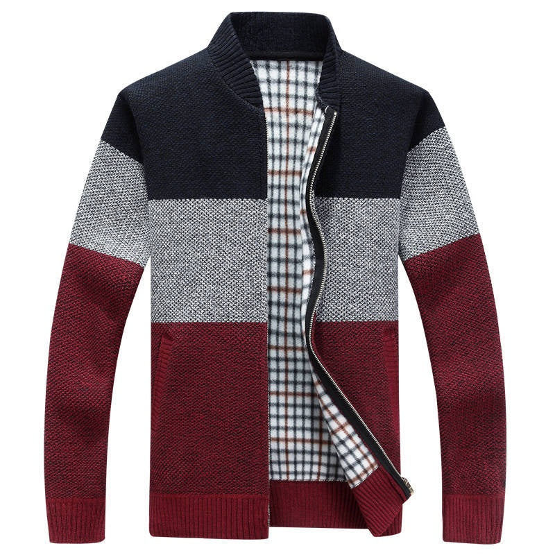 Men's Casual Gradient Knitted Zipper Sweater