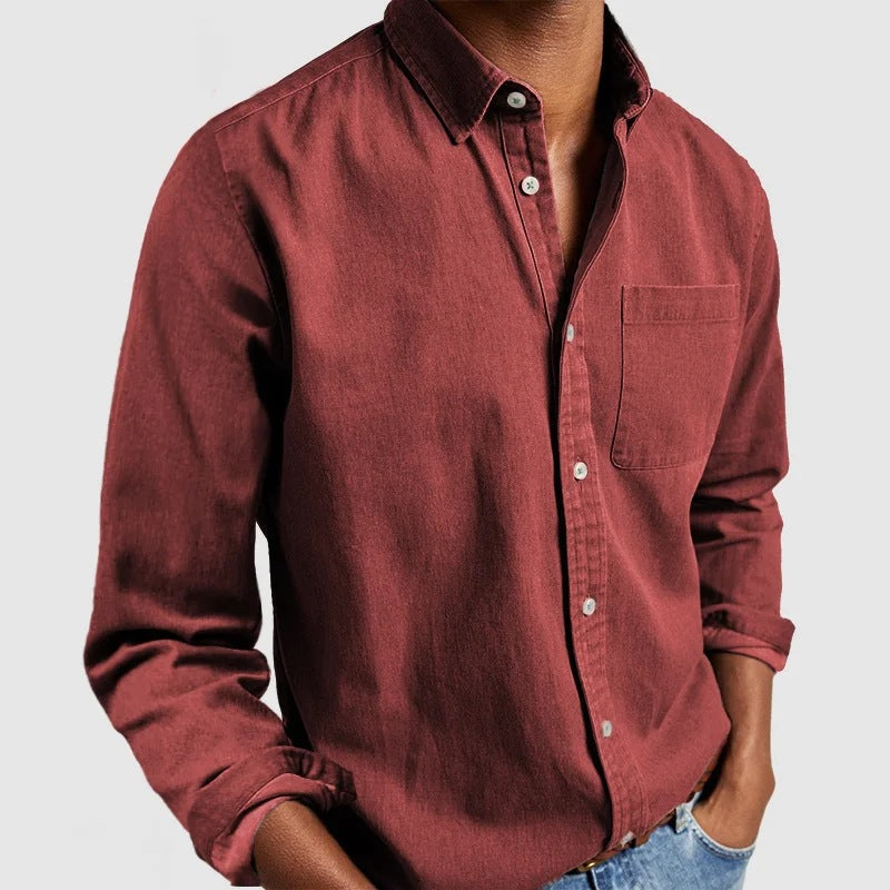 Men's Casual Solid Long Sleeves Work Shirt