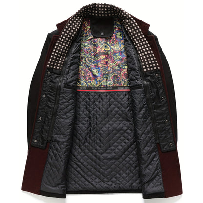 Men's Classic Thick Wool Blend Coat With Detachable Scarf