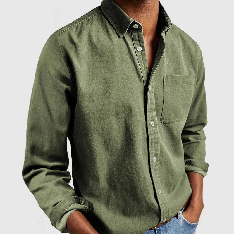 Men's Casual Solid Long Sleeves Work Shirt