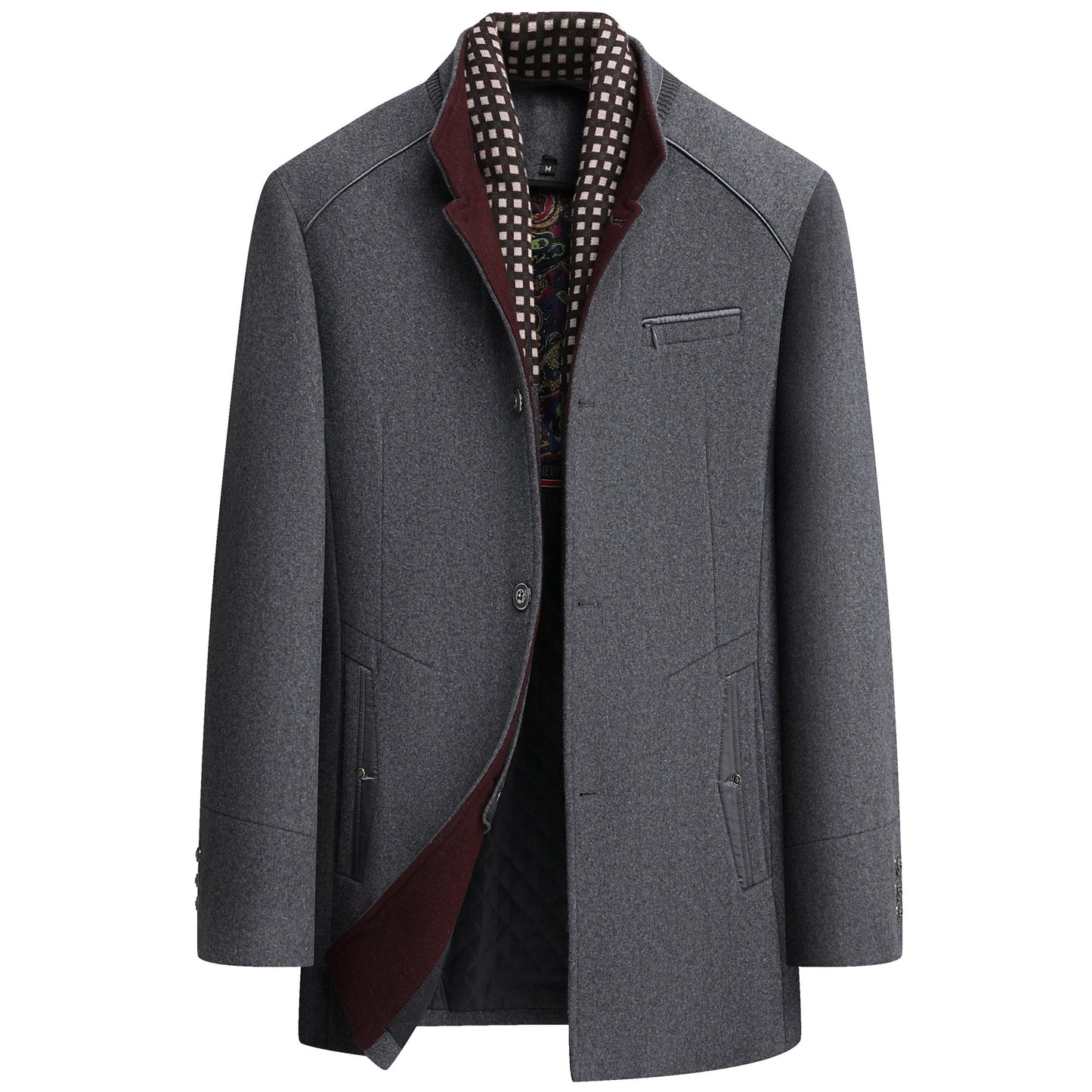 Men's Classic Thick Wool Blend Coat With Detachable Scarf