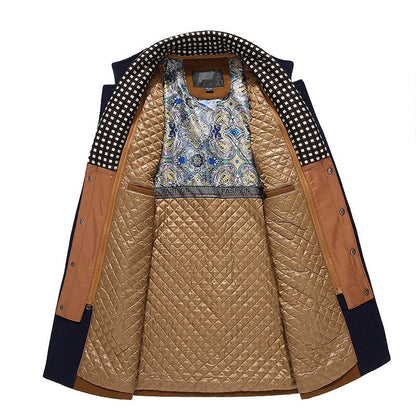 Men's Thick Stand Collar Detachable Scarf Wool Coat